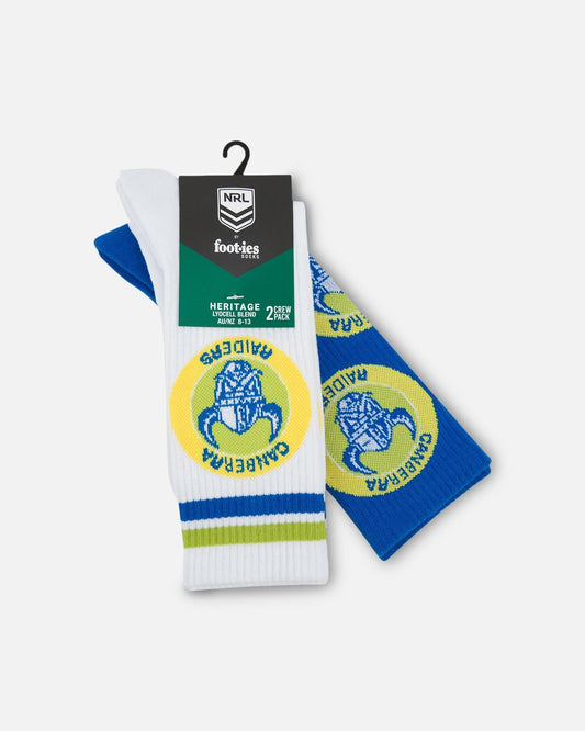 Foot-ies Canberra Raiders Crew Socks 2 Pack White/Black - image 2