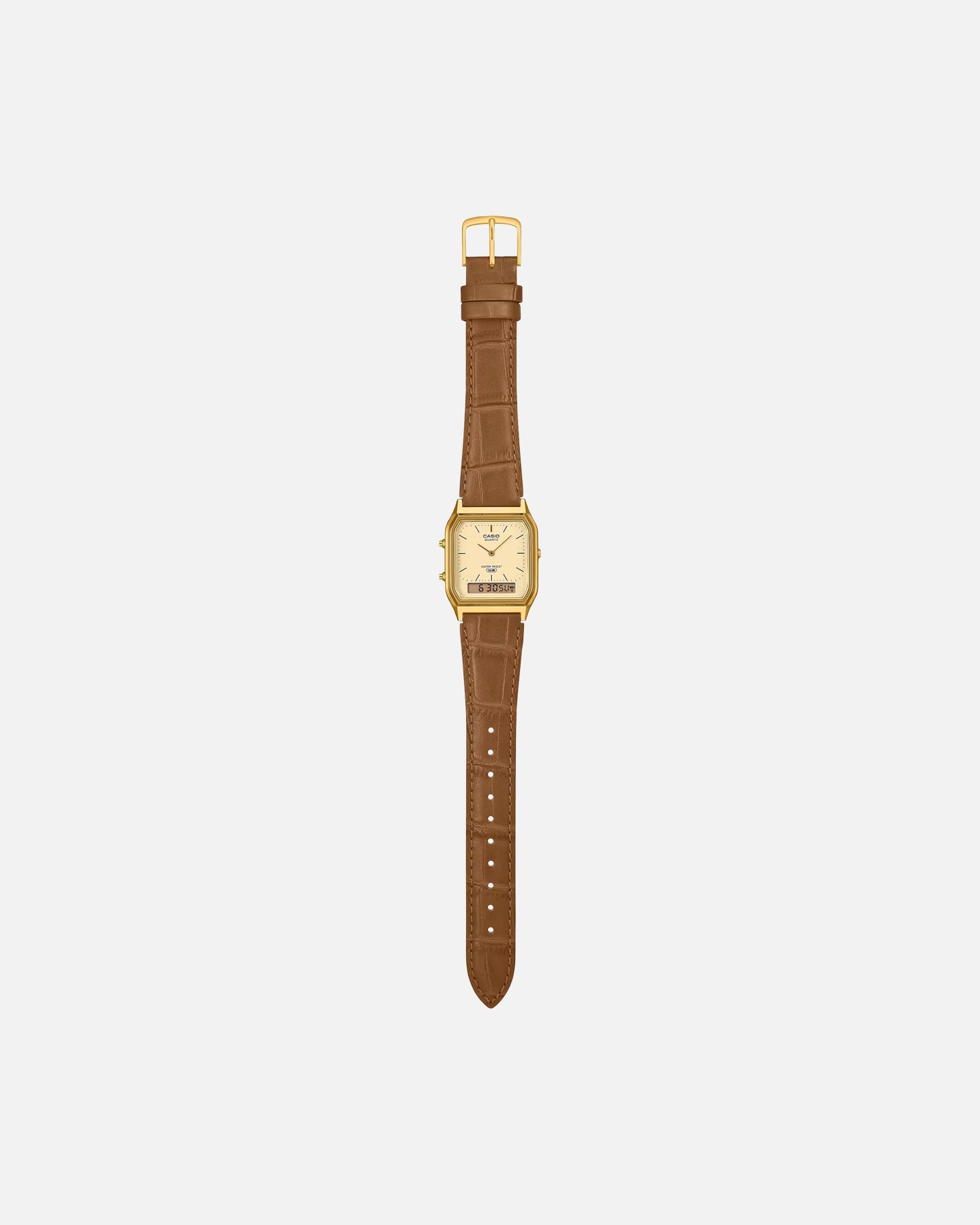 Casio AQ230EGL-9A Watch Black/Gold/Tan