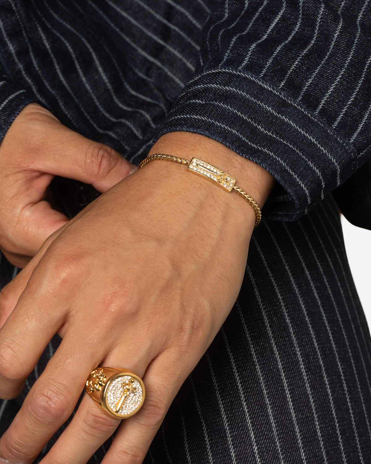 Guess Mainline Rebel Knight 18mm Dagger Crystal Ring Gold - image 2