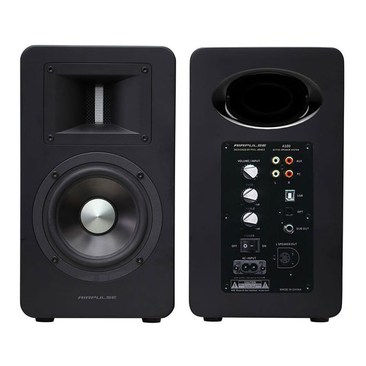 Airpulse A100 Active Wireless Speakers with WiiM Mini (Matte Black)