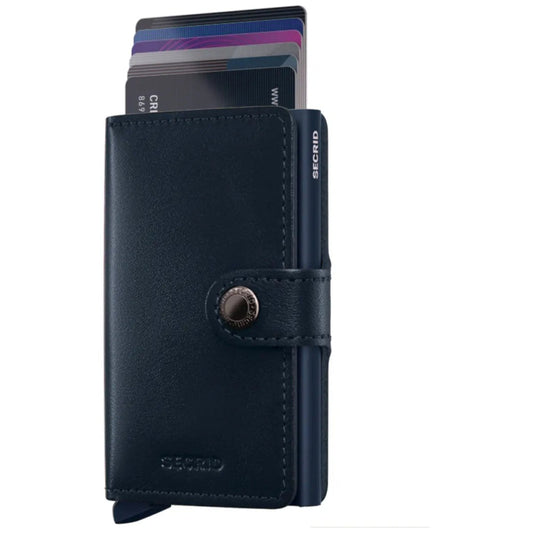 Secrid Miniwallet Compact RFID Mens Travel Wallet European Leather Navy