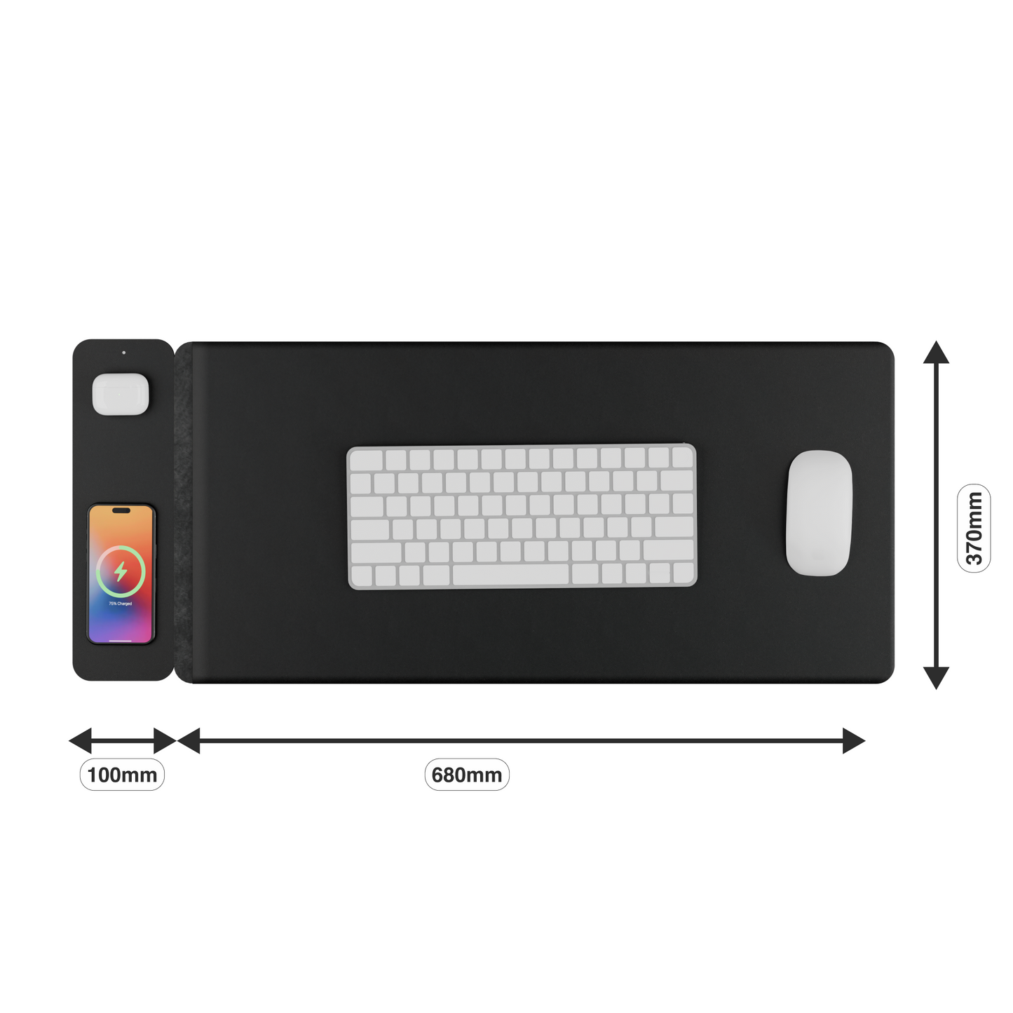 Laser Wireless Charging Desk Mat (Black)