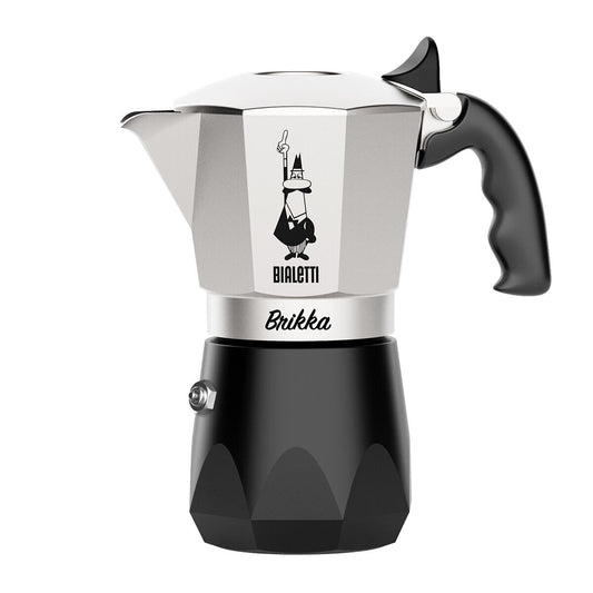 Bialetti Brikka 4 Cup Espresso Coffee Maker - Silver and Black