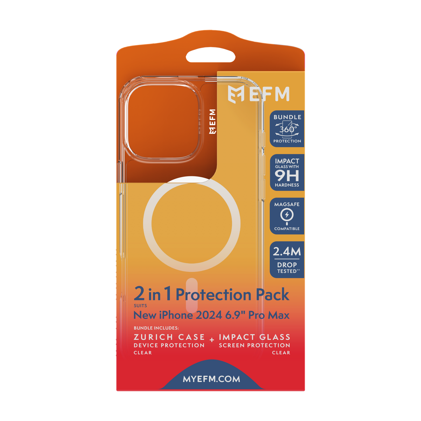EFM 2-in-1 Case and Screen Protection Bundle - iPhone 16 Pro Max (Clear)