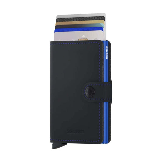 Secrid Miniwallet Compact RFID Aluminium Leather Card Wallet Black/Blue