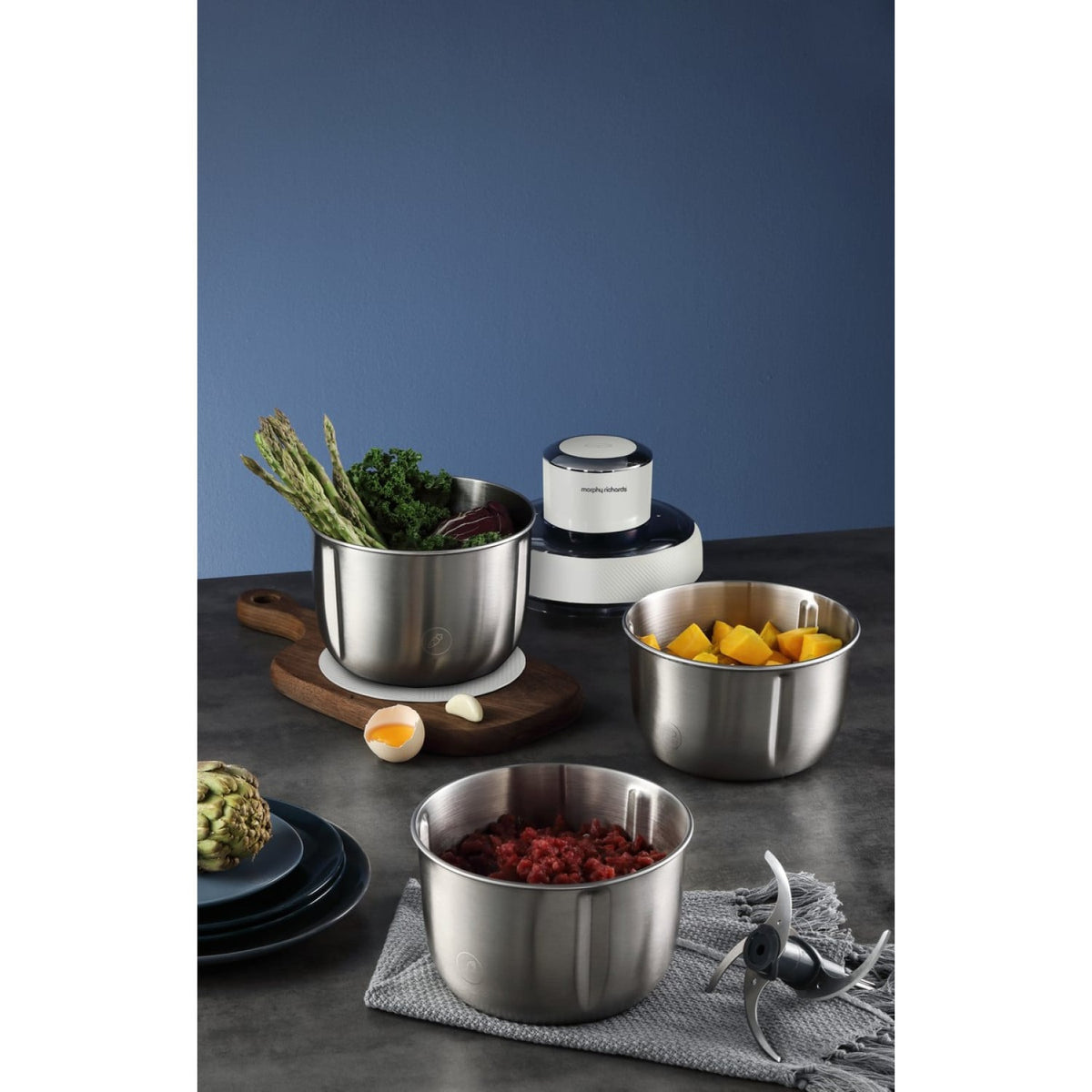 Morphy Richards Stainless Steel Chopper S-Blades One Button Control White