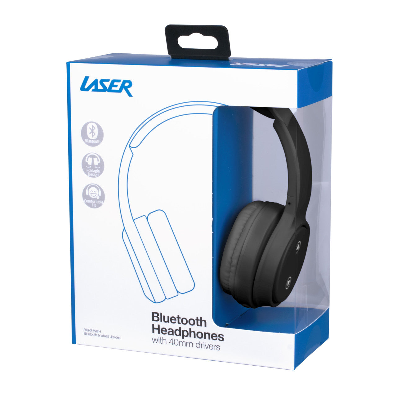Laser Foldable Bluetooth Headphones with Mic (Black)