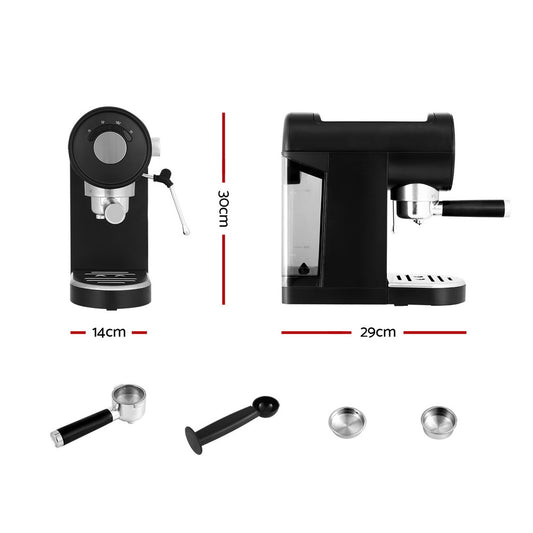 Devanti 20 Bar Coffee Machine Espresso Cafe Maker (Black)