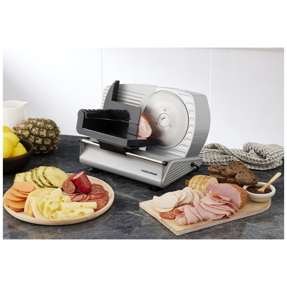Morphy Richards Electric Food Slicer 200W DC Motor Stainless Steel (Silver)