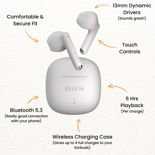 EFM Kansas TWS Earbuds (White)