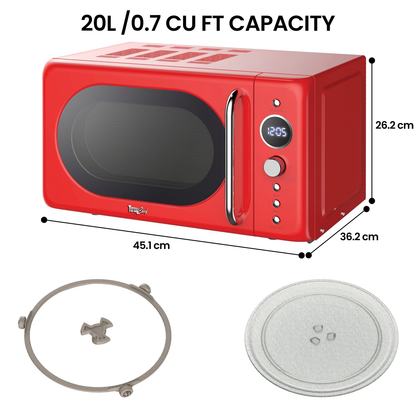 Total Chef Retro Microwave 20L Red