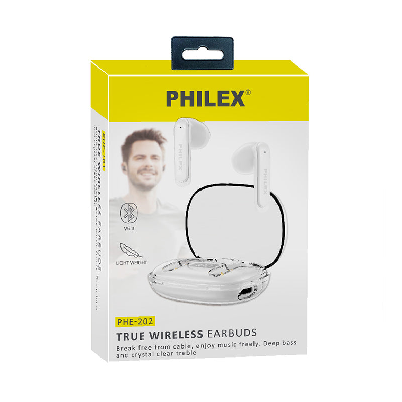 Philex True Wireless Earbuds with Charging Case And LED Display 300mAh (White)