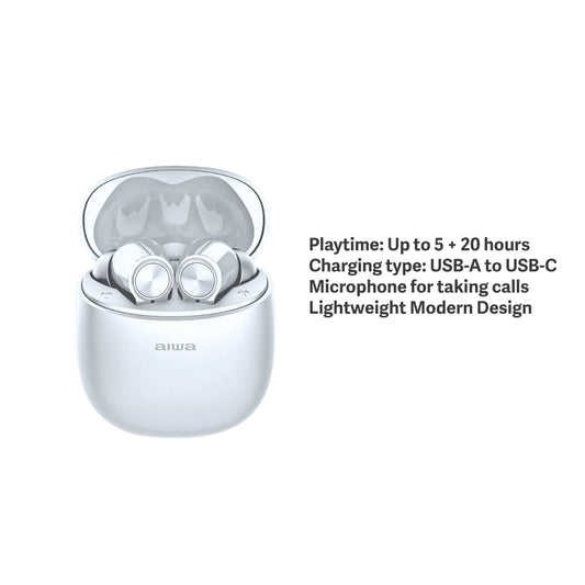 AIWA In-Ear Gelstem Bluetooth Earbuds (White)