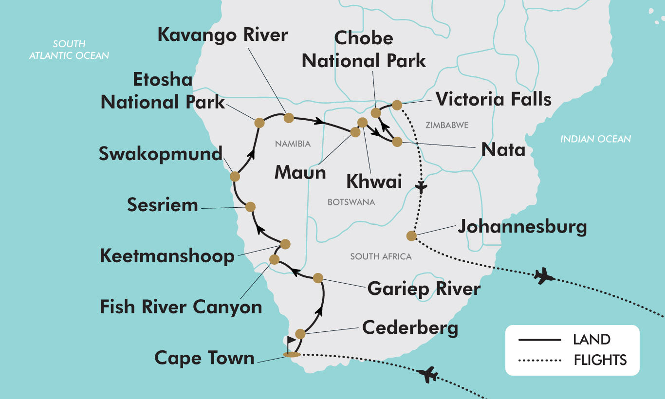 Ultimate African Adventure tour map