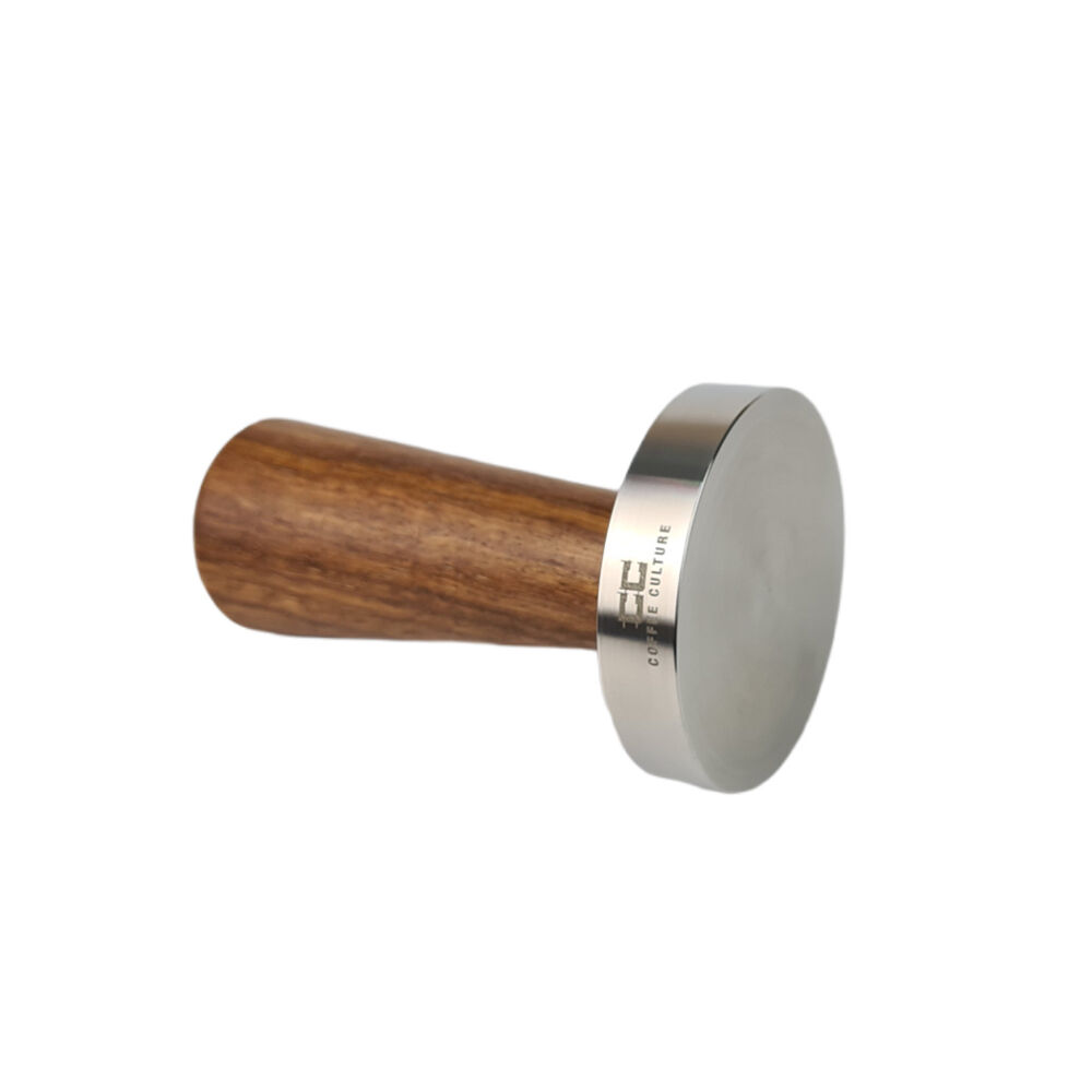 Coffee Culture Stainless Steel Burmese Rosewood Coffee Tamper Flat Base 53mm