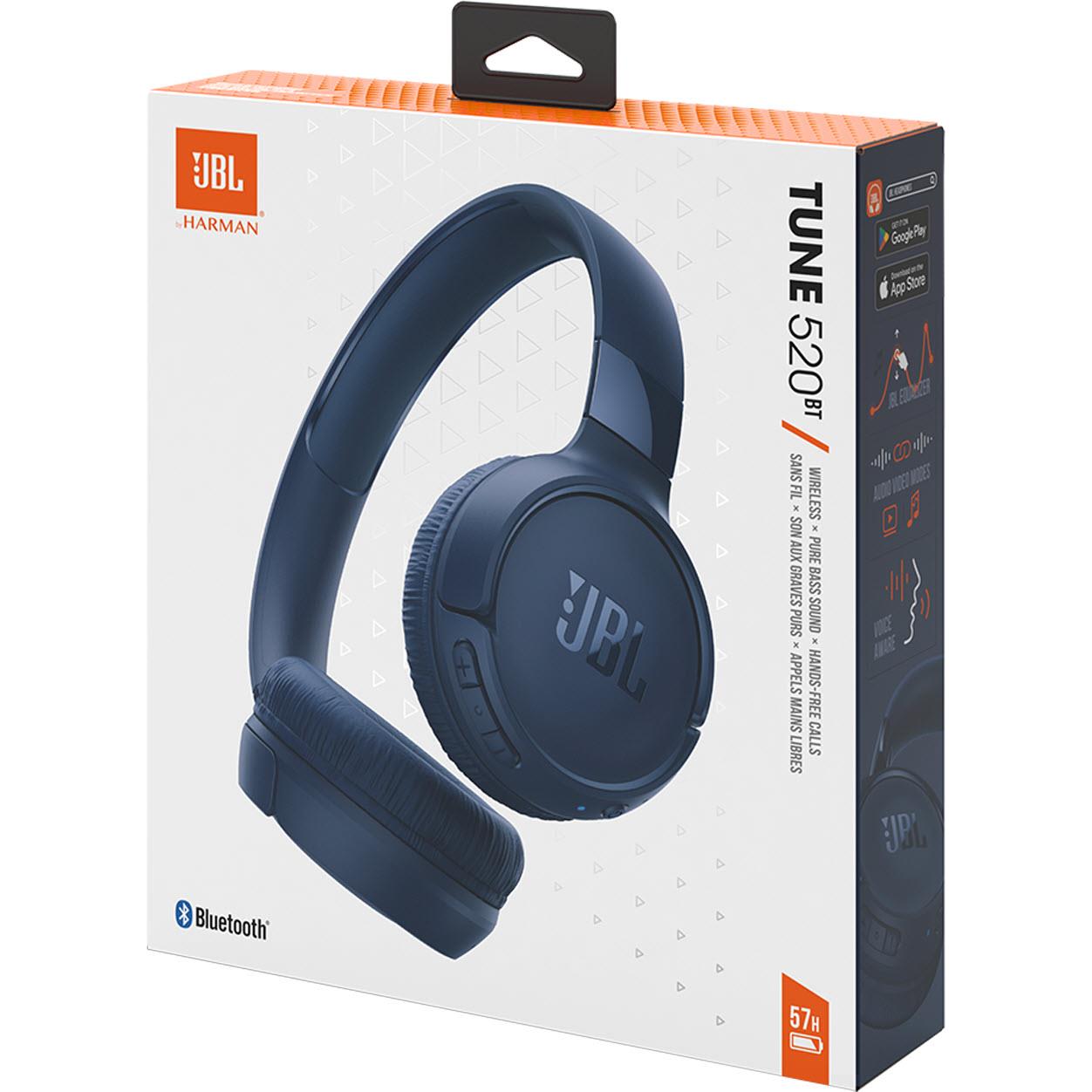 JBL Tune 520BT Wireless On-Ear Headphones (Blue)