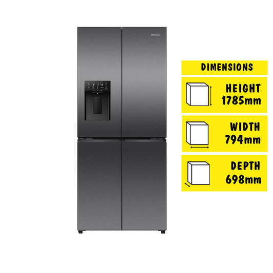Hisense HRCD483TBW 483L French Door Fridge (Black Steel)