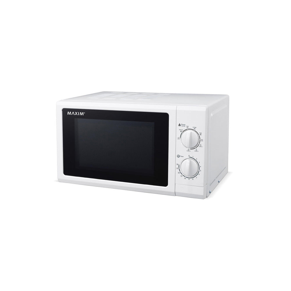 Maxim Microwave Oven 20L 700W Manual Countertop 6 Levels 30-Min Timer White
