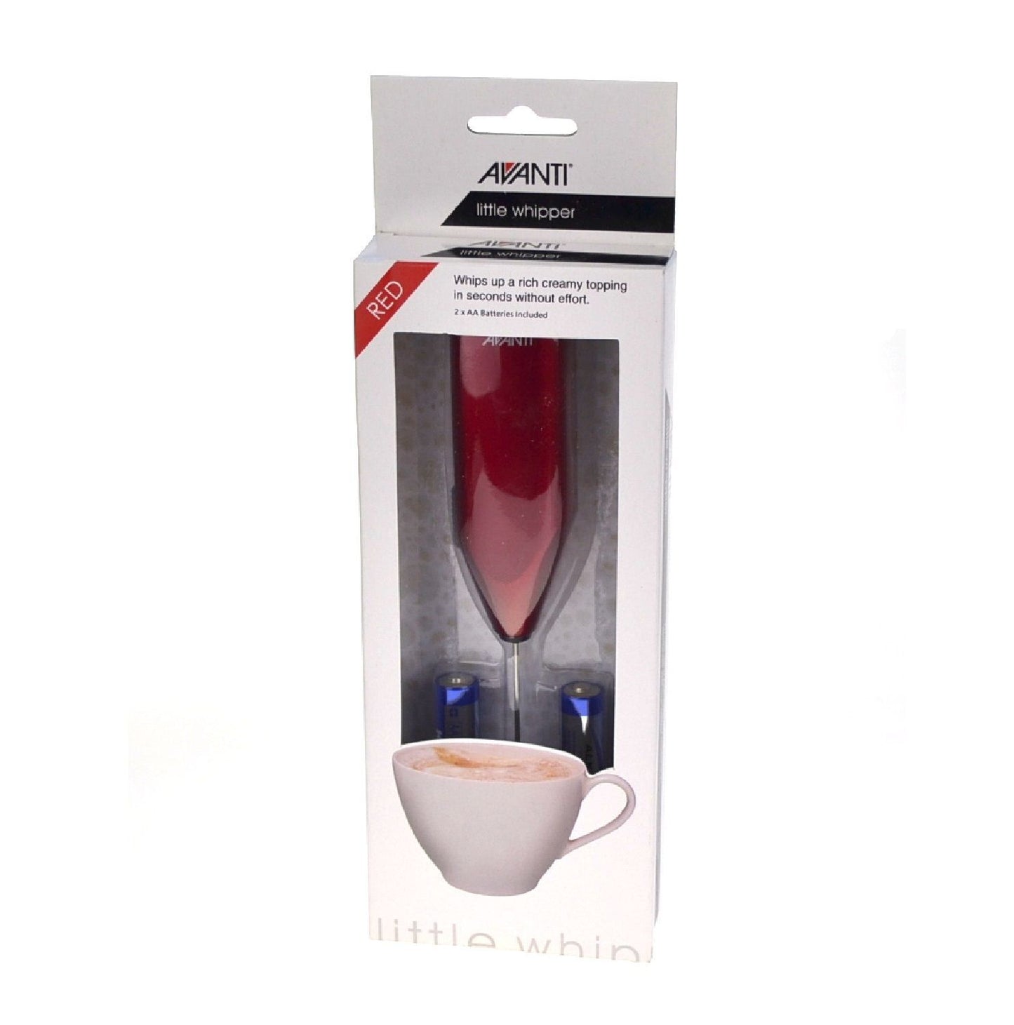 Avanti Little Whipper Milk Frother With Stand | Milk Frother - Red