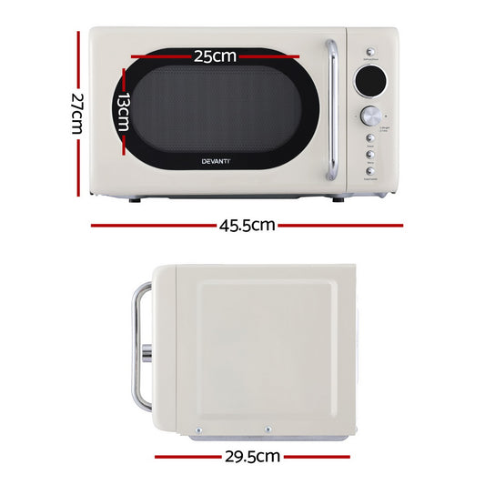 Devanti 20L Microwave Oven 700W (Cream)