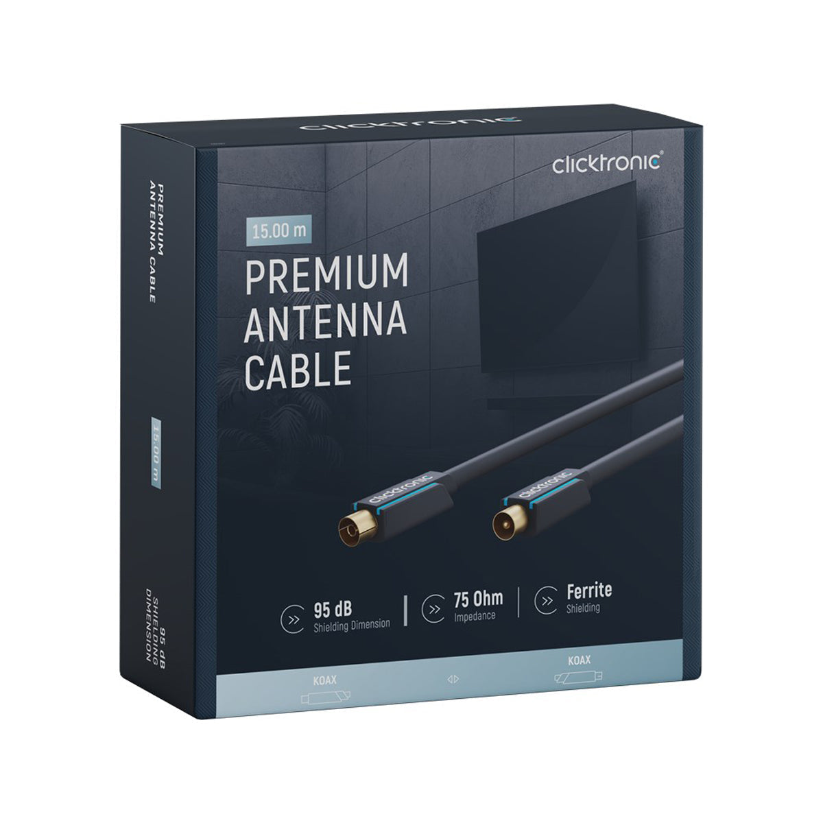 Clicktronic Coaxial Antenna Cable - 15m - Black