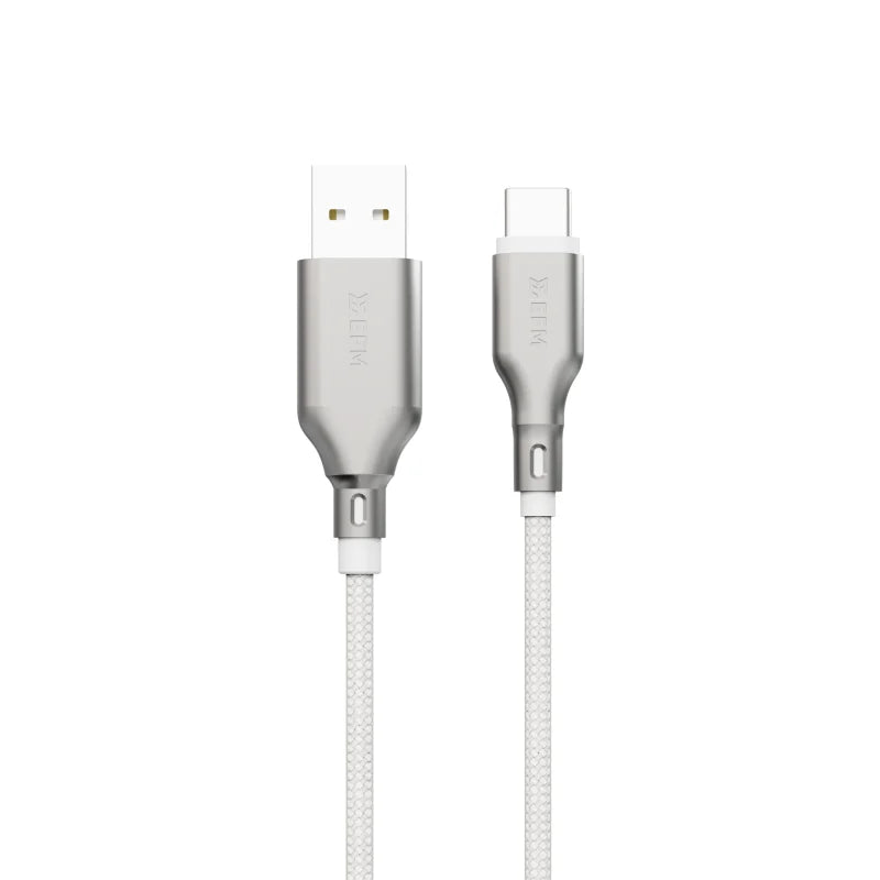 EFM EFM USB-A to USB-C Essential Power Cable - With Aramid Fibre Reinforcement 2M - White - White