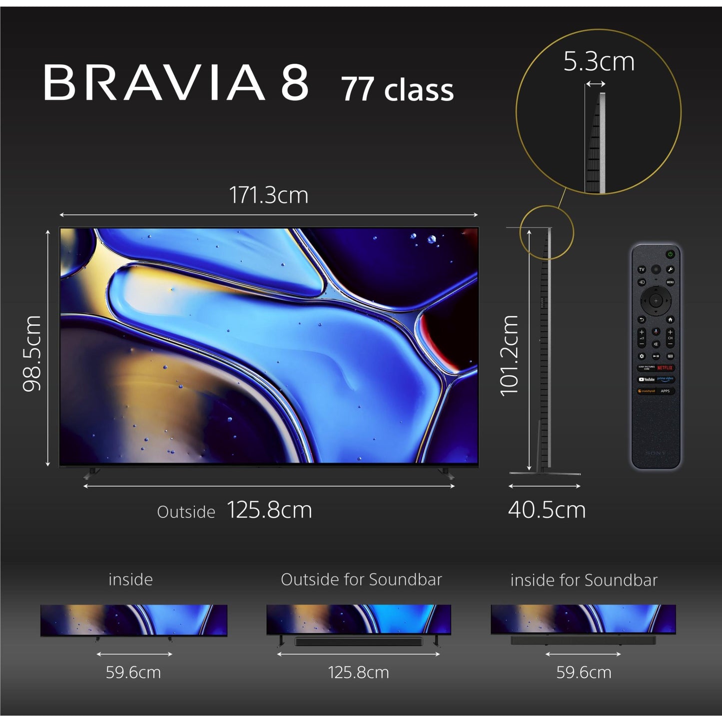 Sony 77" BRAVIA 8 4K HDR OLED Google TV