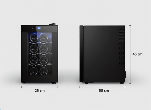 Lenoxx 8 Bottle Thermoelectric Wine Fridge, 65W, UV Protected Glass Door, Soft LED Illumination
