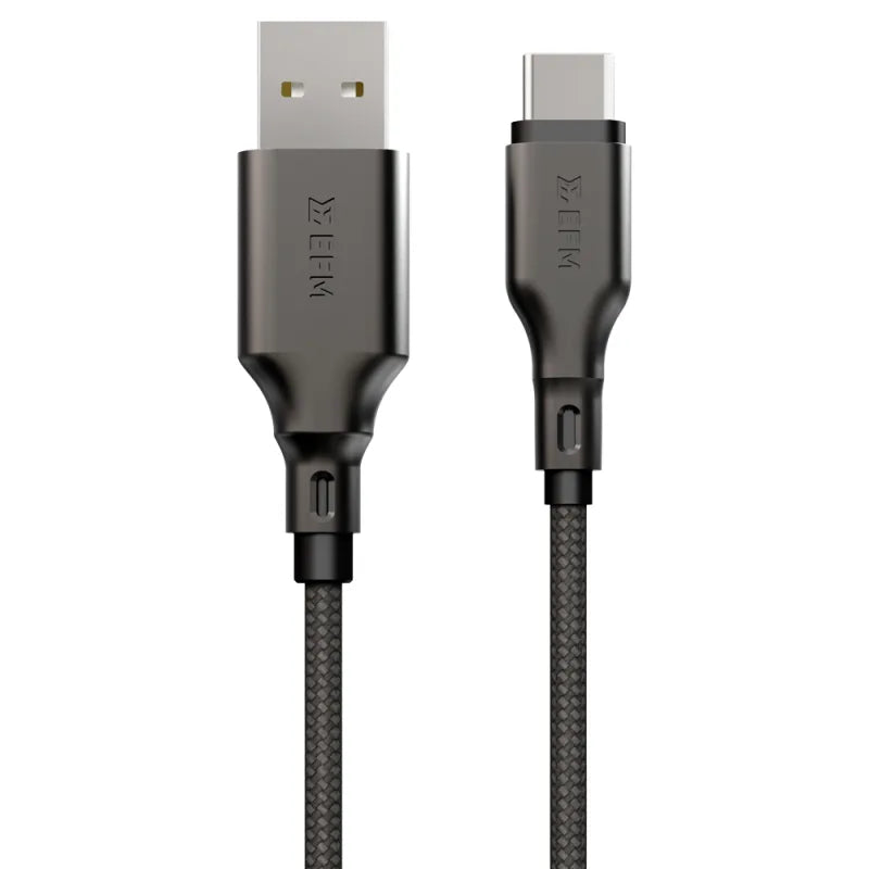 EFM USB-A to USB-C Essential Power Cable With Aramid Fibre Reinforcement 2M - Black - Black