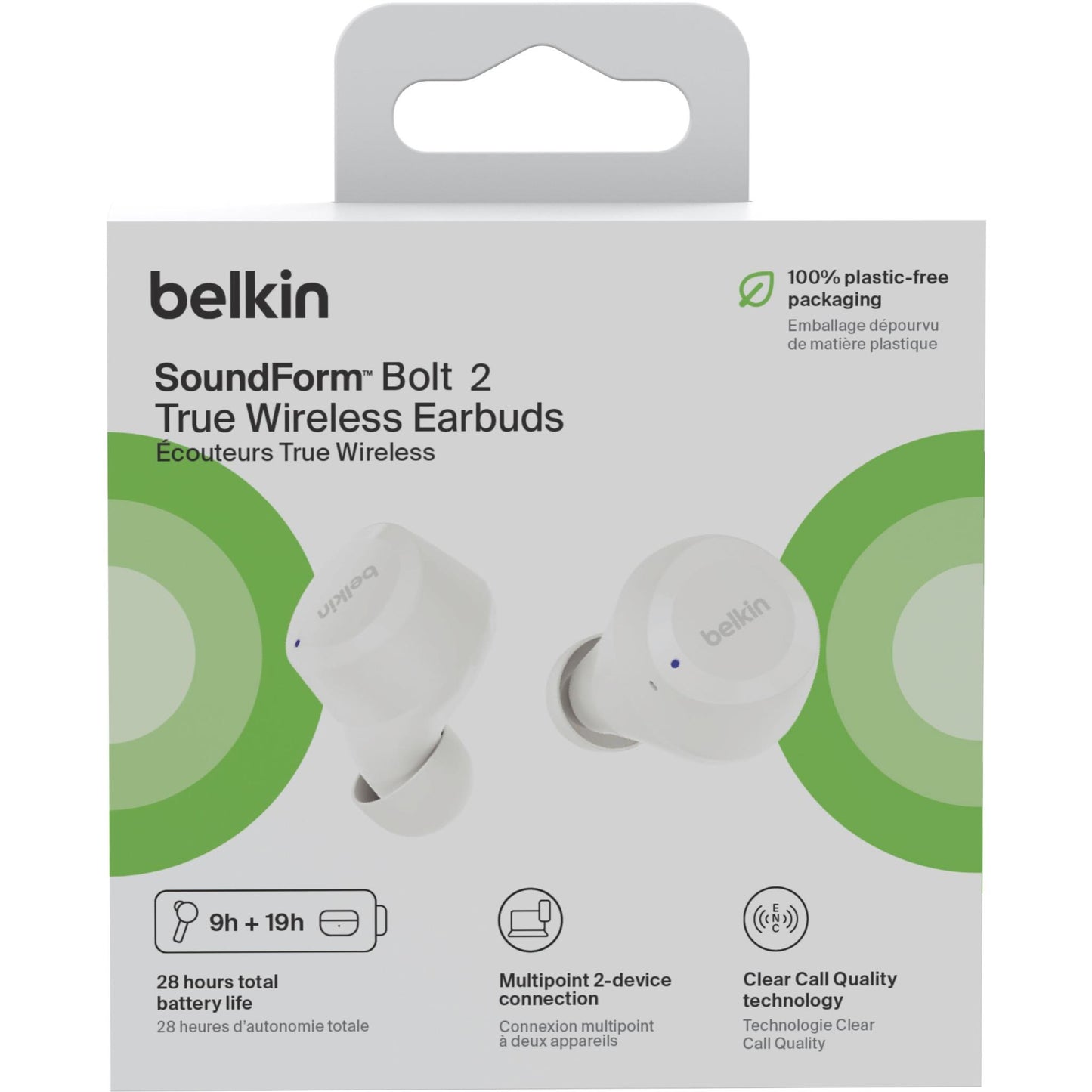 Belkin SoundForm Bolt 2 True Wireless In-Ear Headphones (White)