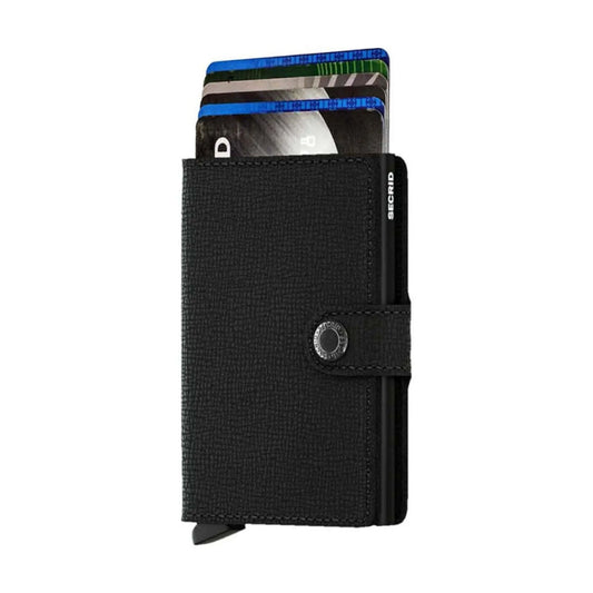 Secrid Miniwallet Compact RFID Leather Aluminium Wallet Black Crisple