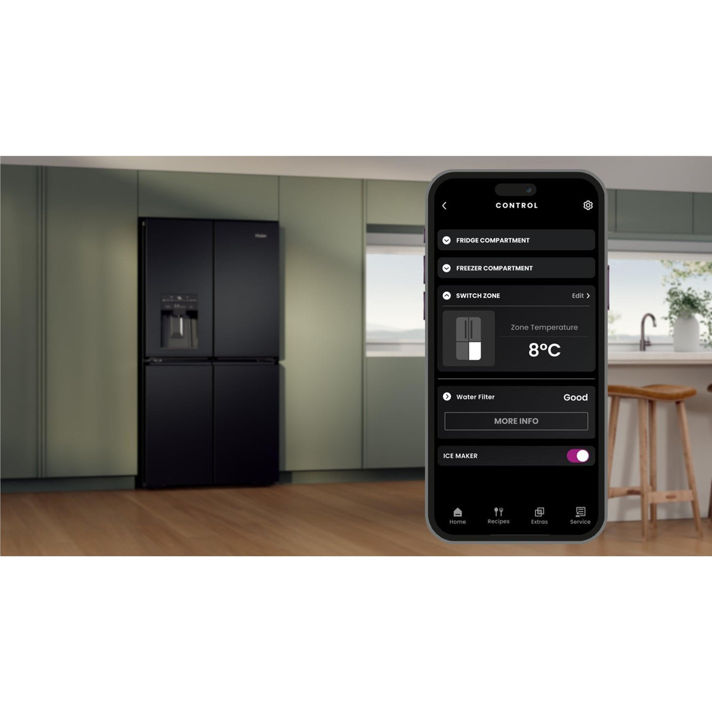 Haier HRF680YZC 601L 600 Series Quad Door Fridge (Black)