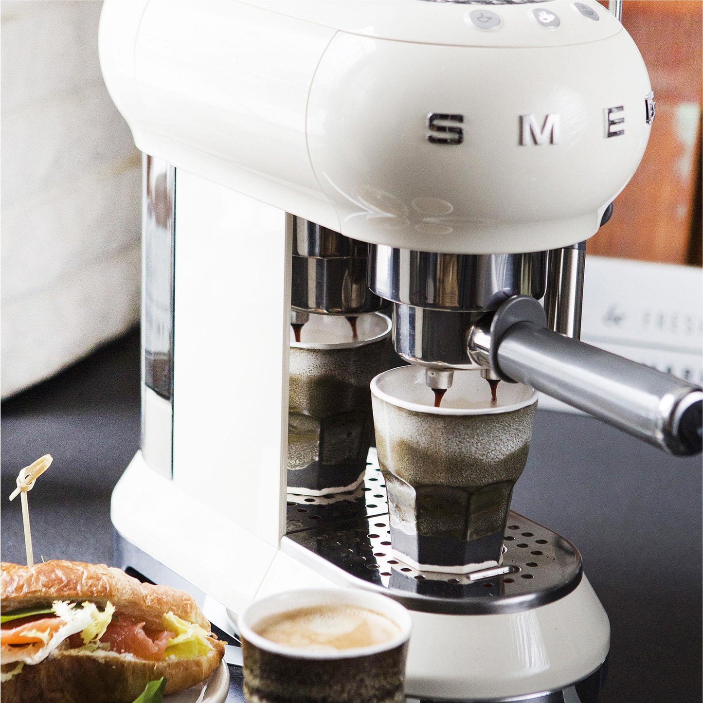 Smeg 50's Style Espresso Manual Coffee Machine (White)