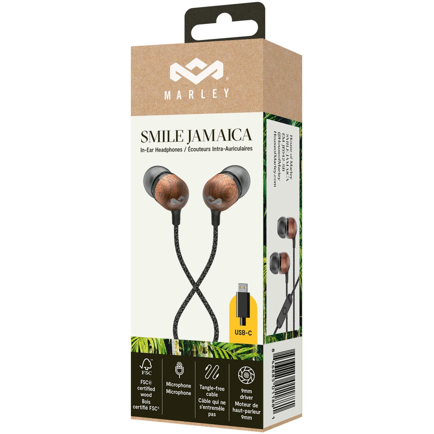 Marley Smile Jamaica USB-C In-Ear Headphones (Signature Black)