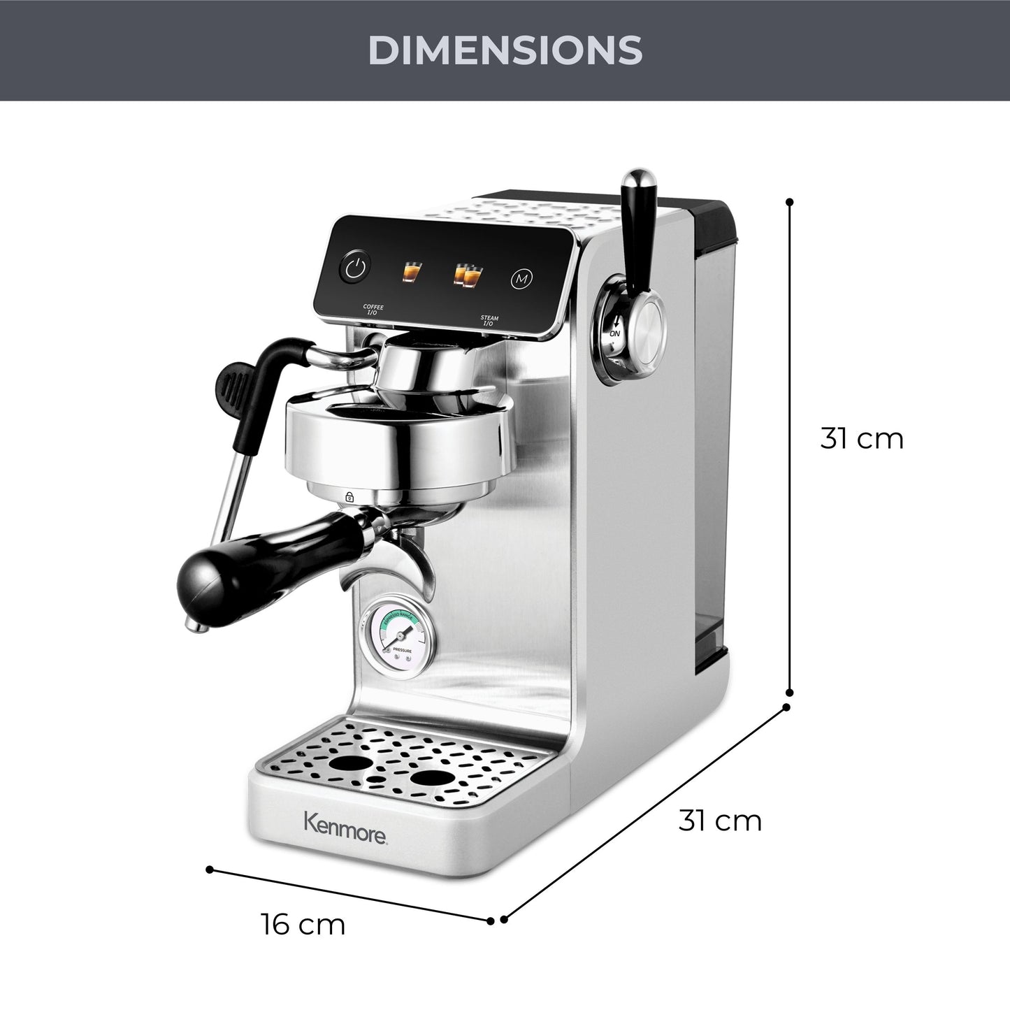 Kenmore Dualis Espresso Machine 1.2L Tank (Stainless)