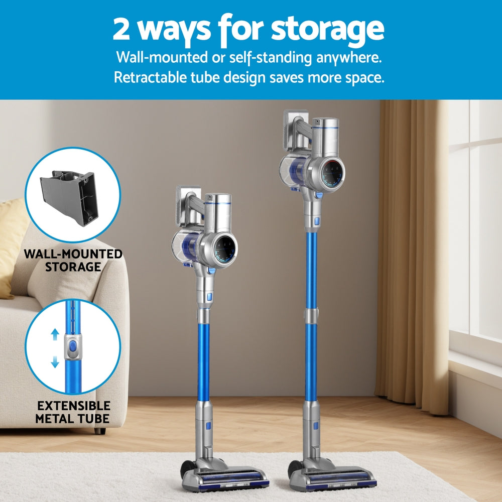 Devanti 300W Stick Vacuum Cleaner Cordless Self-Standing (Blue)