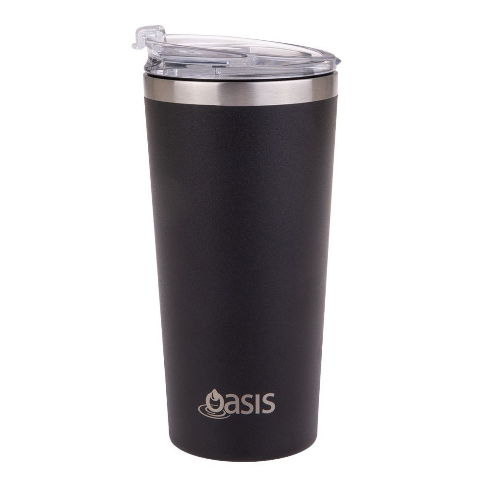Oasis Stainless Steel Double Wall Travel Mug 480Ml - Black