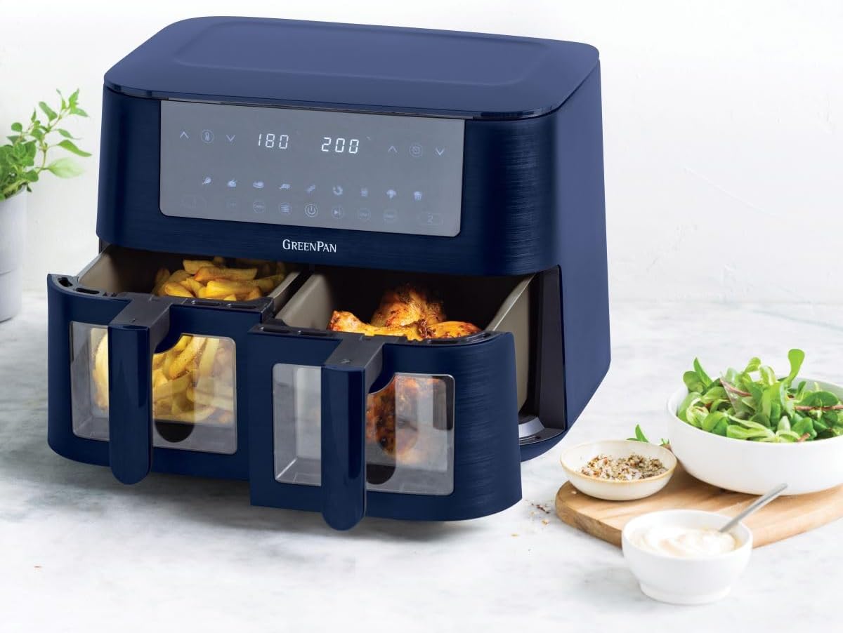Greenpan Bistro Ceramic Airfryer 4l + 4l Dual Baskets Black
