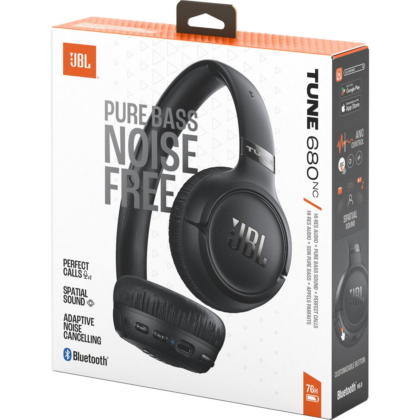 JBL Tune 680NC Wireless On-Ear Noise Cancelling Headphones (Black)