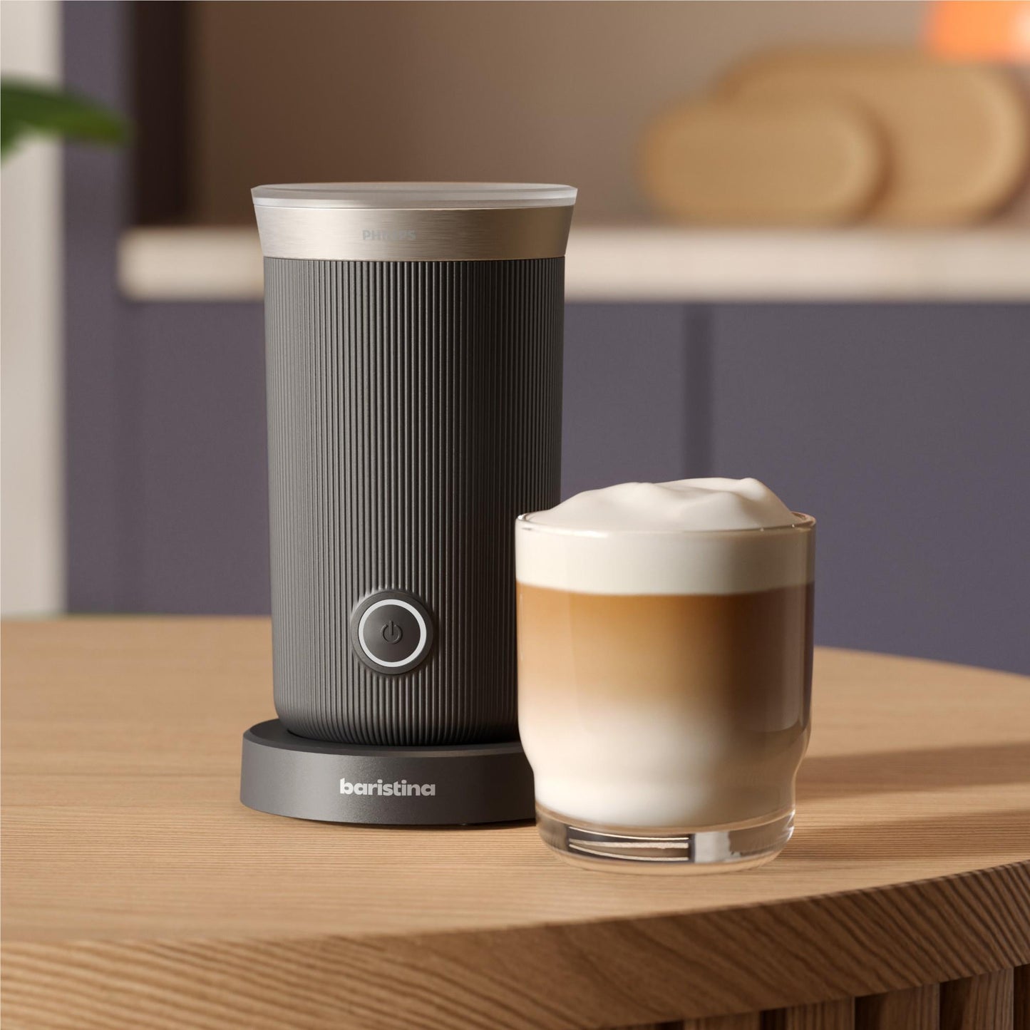 Philips Baristina Hot & Cold Milk Frother (Silhouette Black)