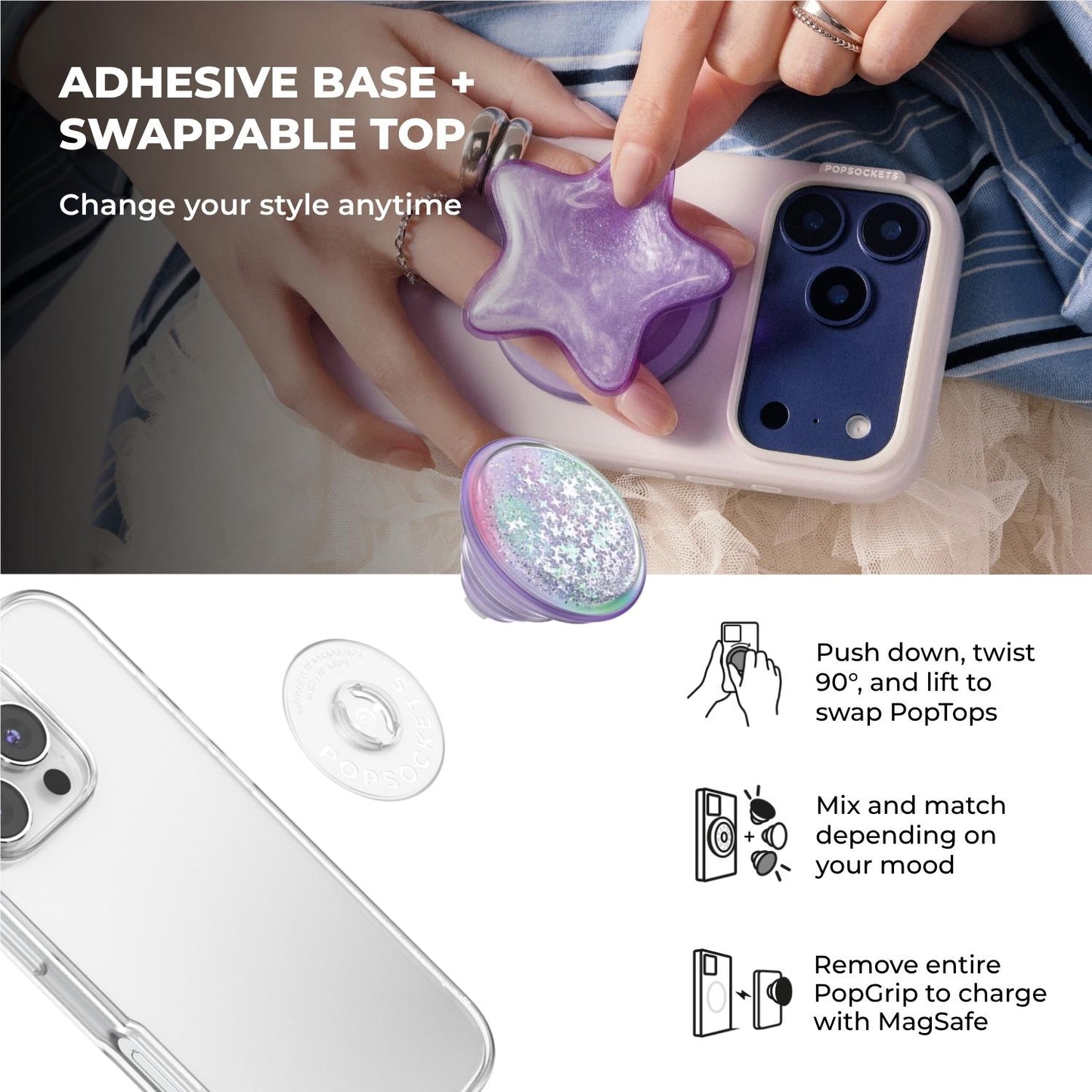 PopSockets PopTop Phone Grip/Holder (Squishy Tidepool Unicorn Mag)