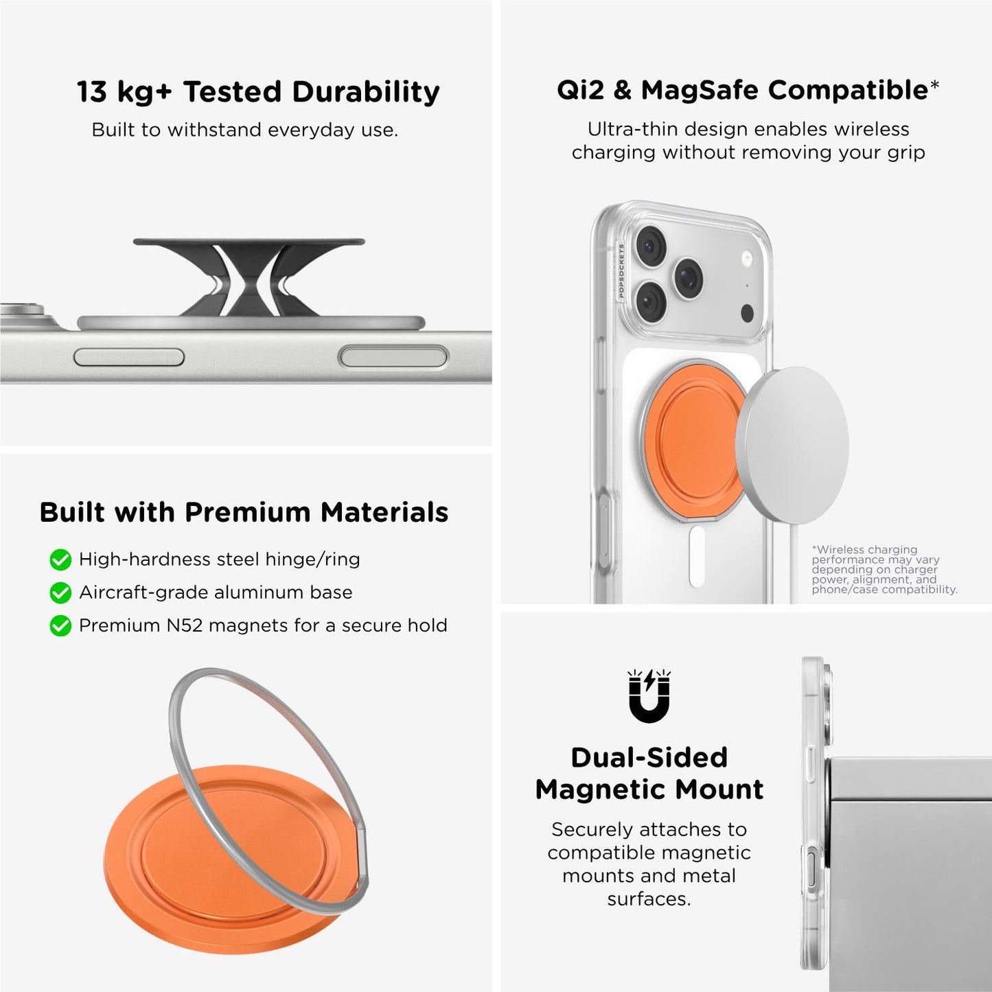 PopSockets Low-Pro PopGrip MagSafe Phone Grip/Stand (Orange)