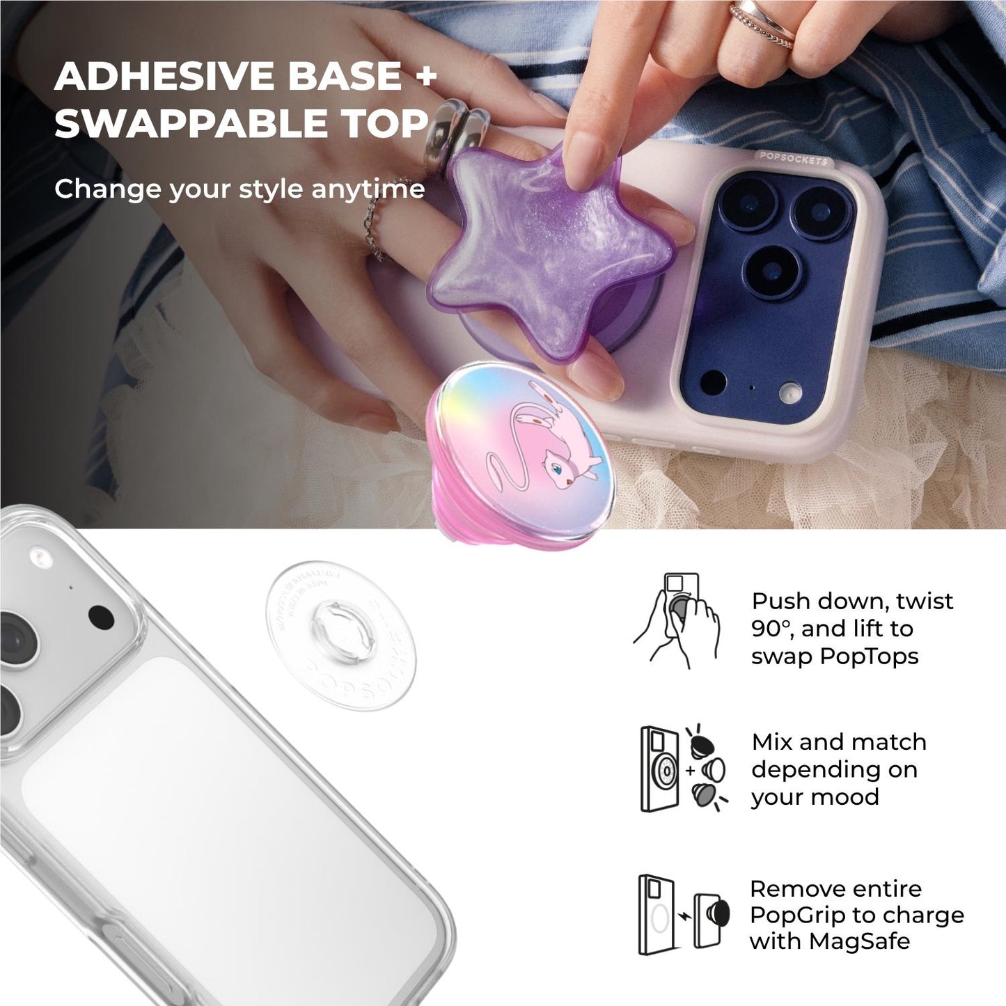 Pokemon X Popsockets PopTop Phone Grip/Holdere (Mew Whimsy)