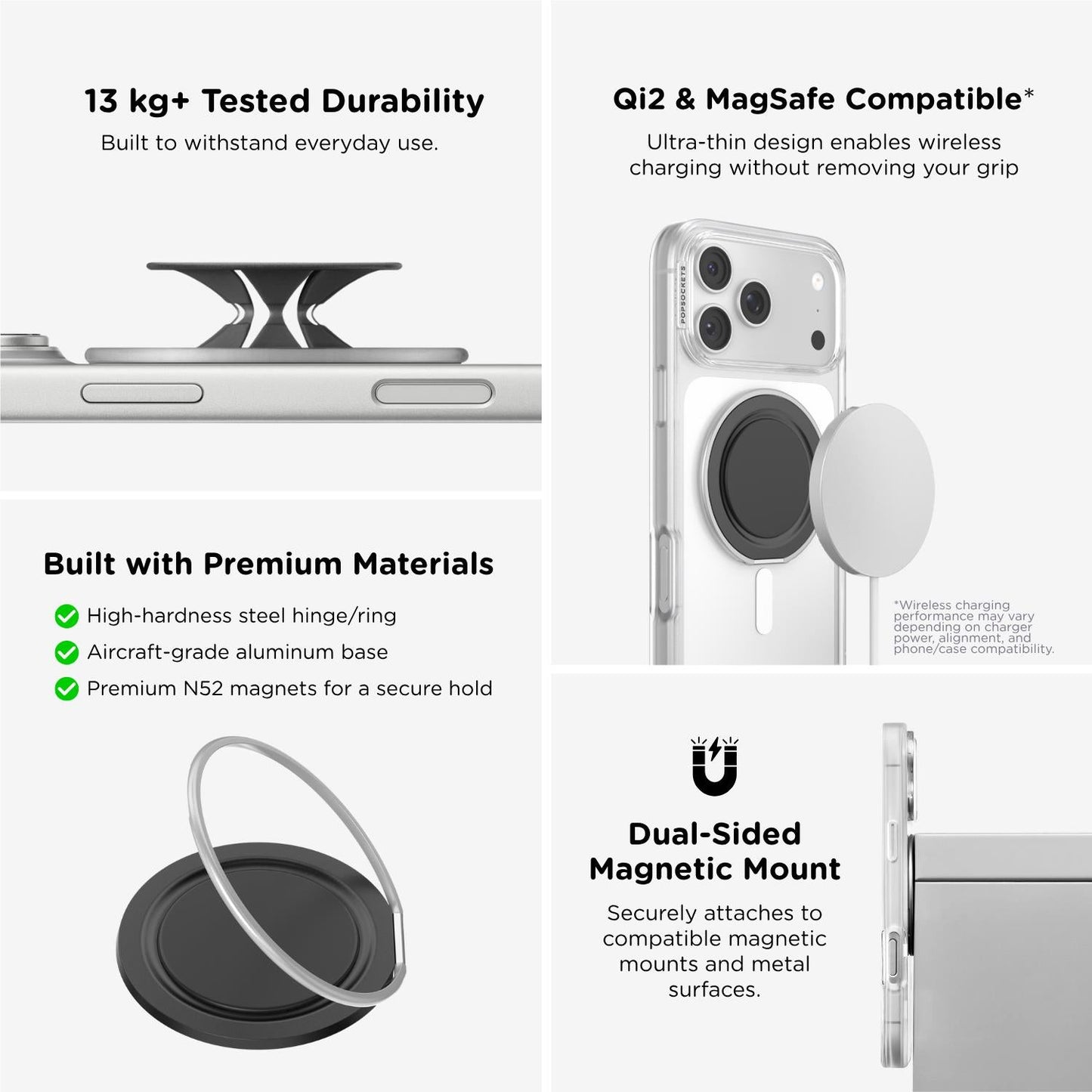 PopSockets Low-Pro PopGrip MagSafe Phone Grip/Stand (Black)