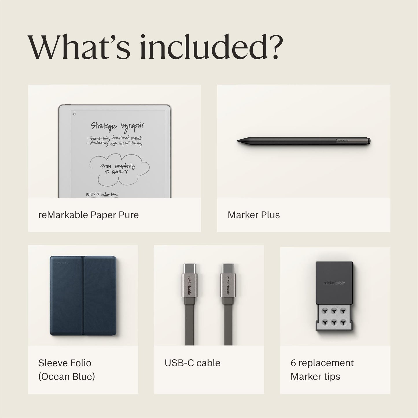 reMarkable Paper Pure with Marker Plus and Sleeve Folio Polymerweave (Ocean Blue)