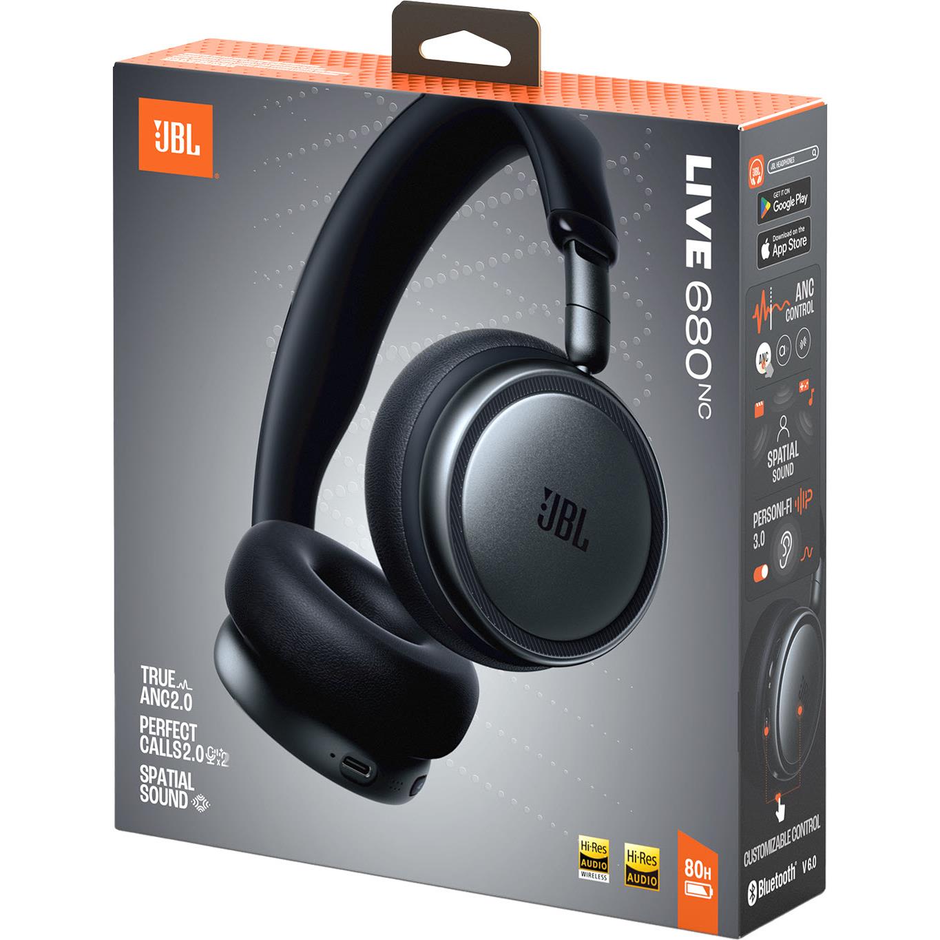 JBL Live 680NC Wireless Noise Cancelling On-ear Headphones (Black)