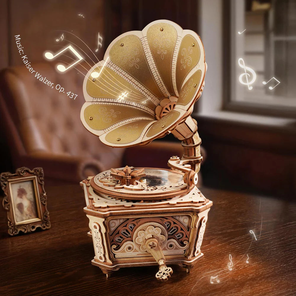 Robotime Mechanical Gear Music Box Diva Gramophone