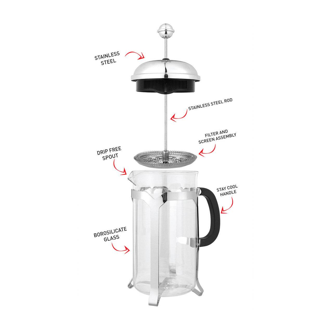 Avanti Domo 4 Cup Coffee Plunger - 600Ml - Multi | Coffee Press | Coffee Plunger