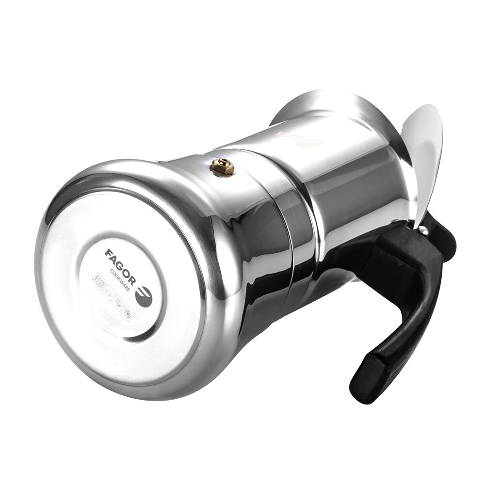 Fagor Etnica Stainless Steel 4 Cups Espresso Coffee Maker Moka Pot Silver