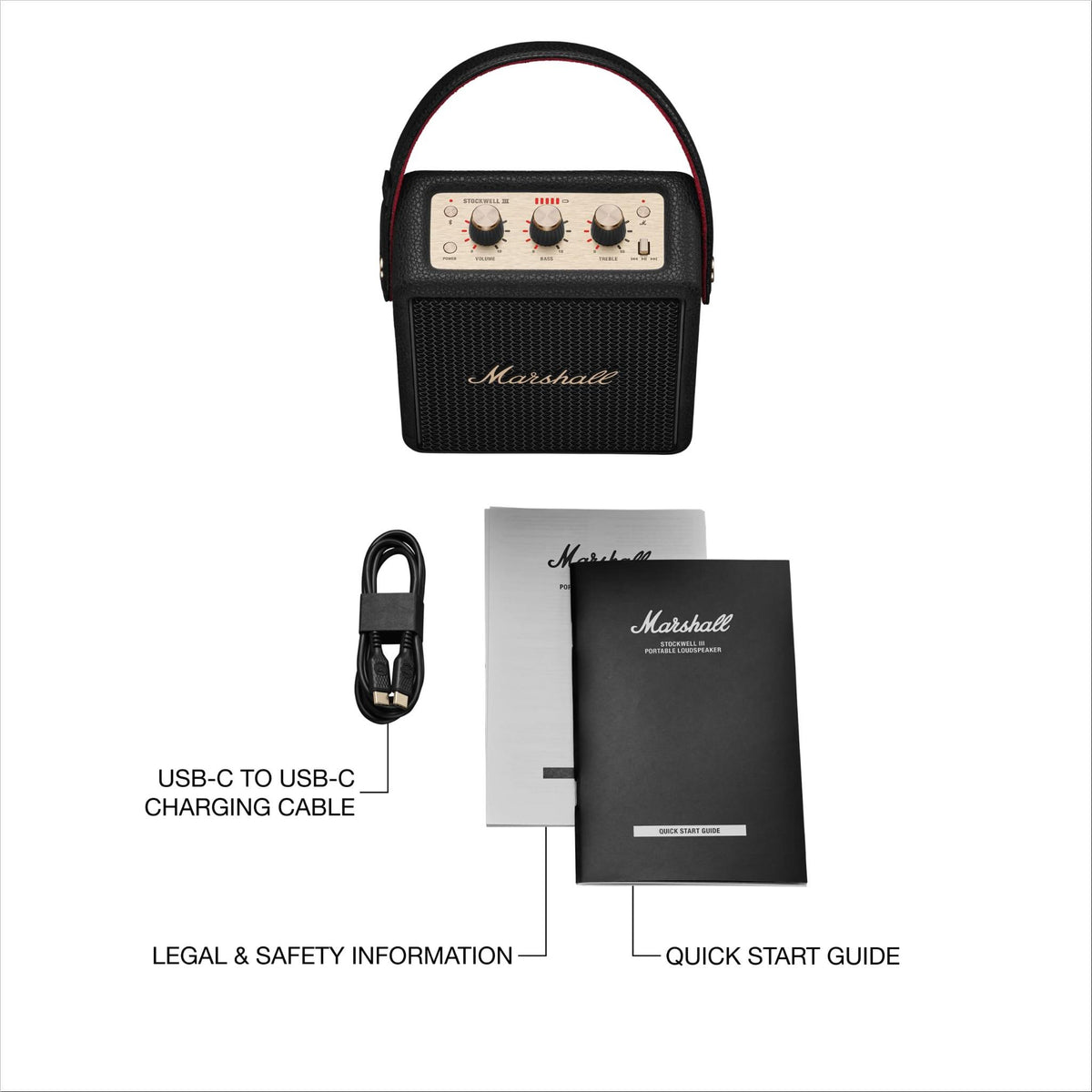 Marshall Stockwell III Portable Bluetooth Speaker (Black & Brass)